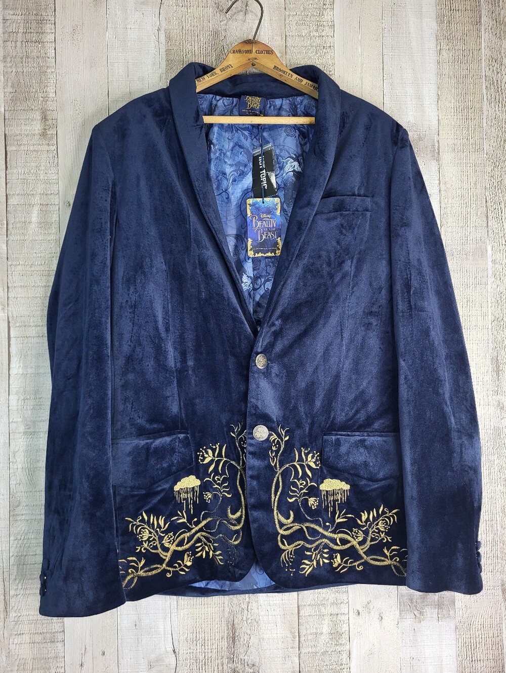 Disney Beauty And The Beast Beast Suit Jacket. Blue Velvet. Size Medium. New.